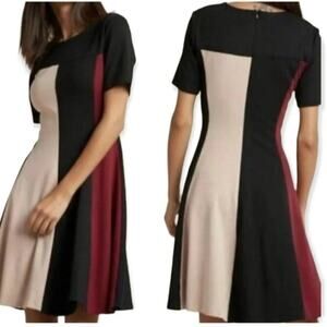 Anthropologie Hutch color block‎ fit n flare dress size XL office career teacher